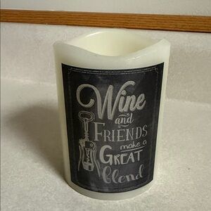 Charming Candle with Wine & Friends Design - Cream